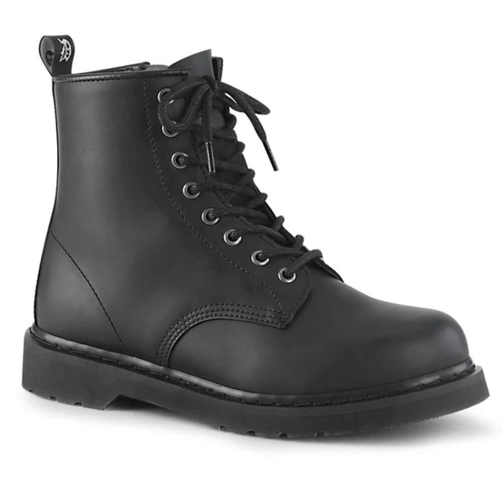 Demonia Bolt 100 Boots Mid Calf Lace Up Vegan Leather Zip Heel Black M13 W15